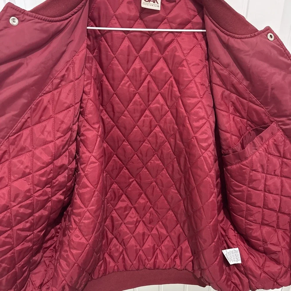 Oklahoma Sooners Vintage Red Oak Bomber Jacket XL Maroon Red Nylon Varsity 4421 - Picture 13 of 13